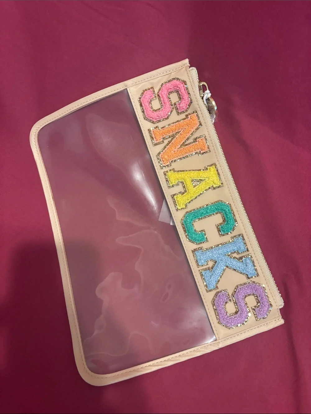Stoney Clover Lane Clear Pouch with Multicolor 'SNACKS' Appliqué